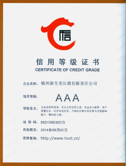 AAA  Credit Rating Certificate